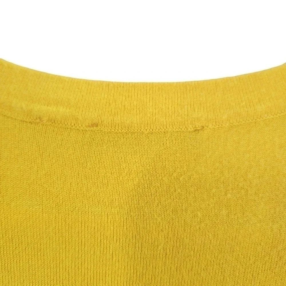 Red Button Cardigan Size L Yellow Block Black White Striped Long Sleeve *READ* - Picture 11 of 16